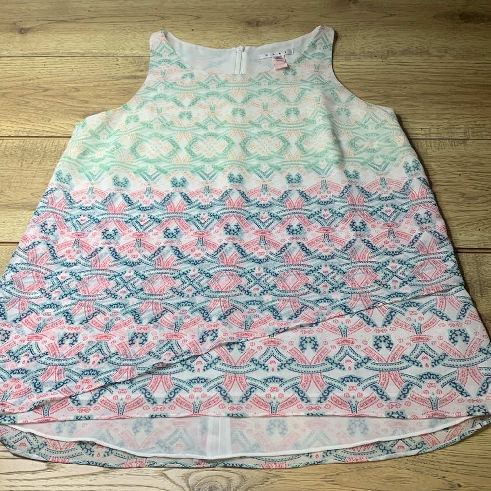 Cabi Tiered Sheer Sleeveless Tunic Size Medium